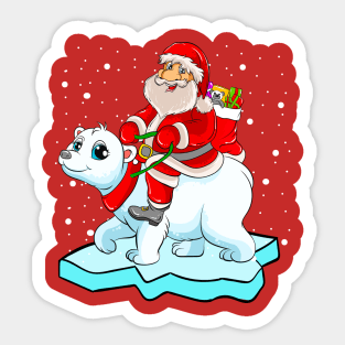 Santa Riding Panda Bear Christmas Sticker